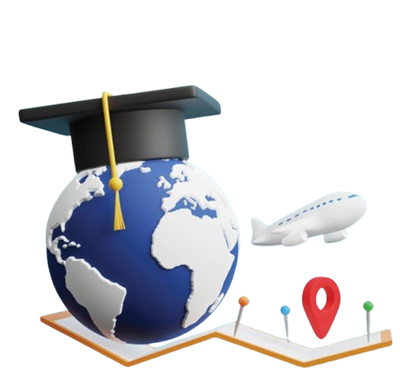 A student planning to study abroad, with travel and admission documents